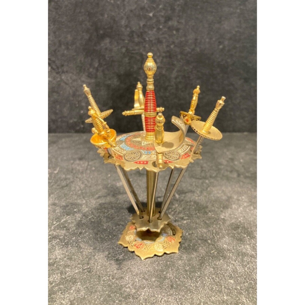 MCM Cocktail Swords Picks Toledo Spain Stand Appetizer  Picks 7-piece set